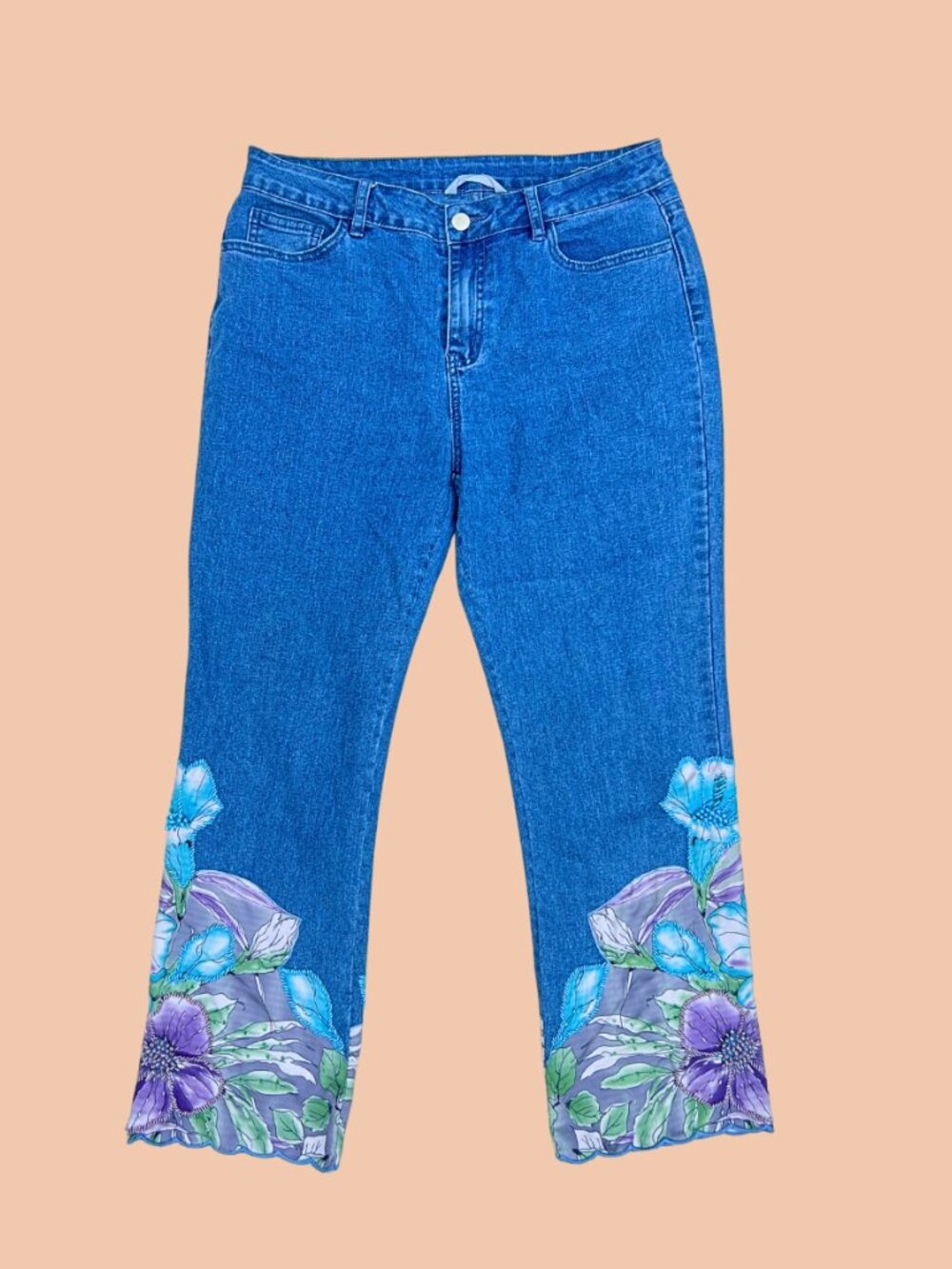 Floral Embellished Flare Jeans